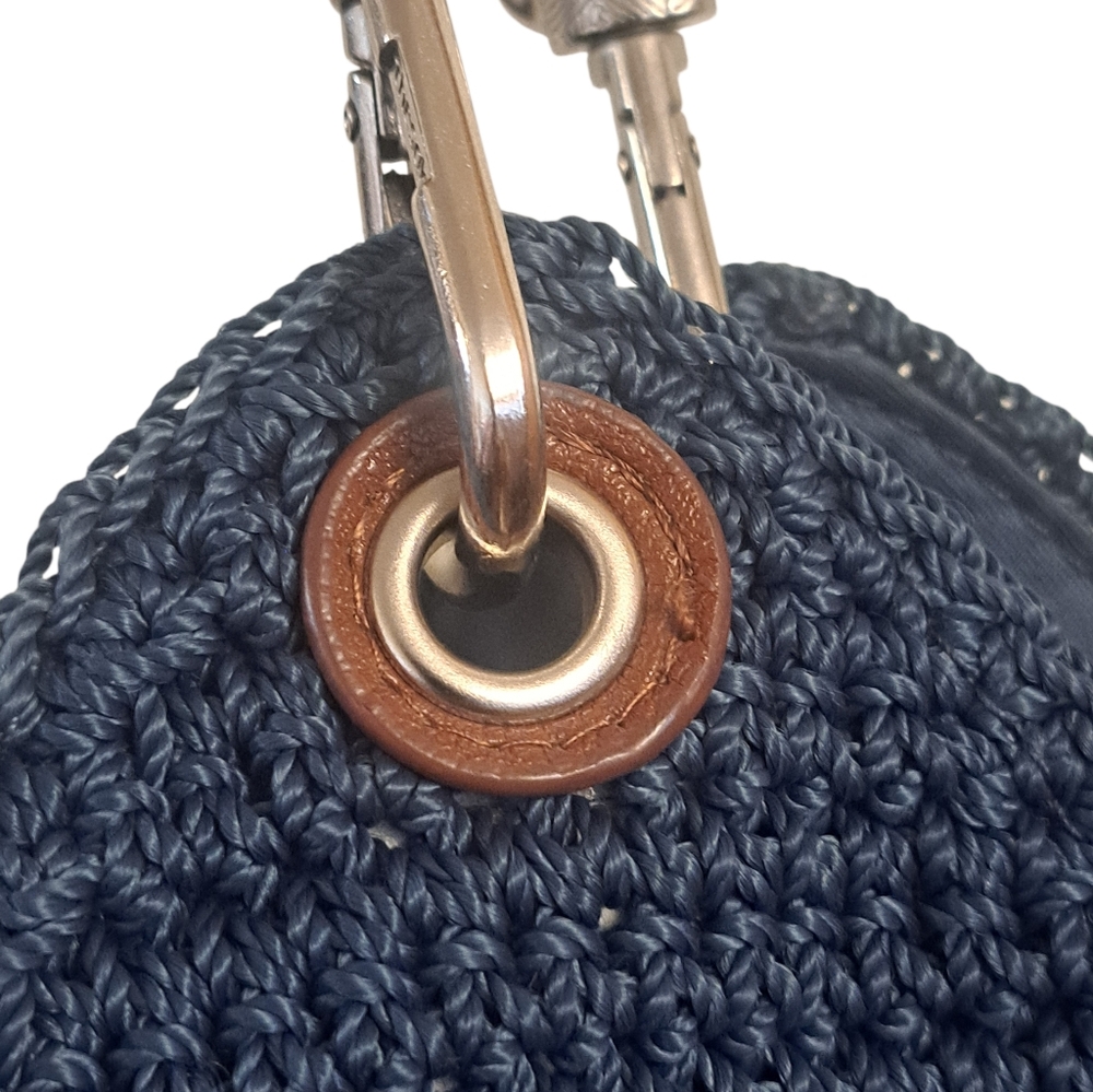 The Sak Knit Handbag Purse Navy Blue Double Strap 15.5 X 9.5" - Picture 6 of 11
